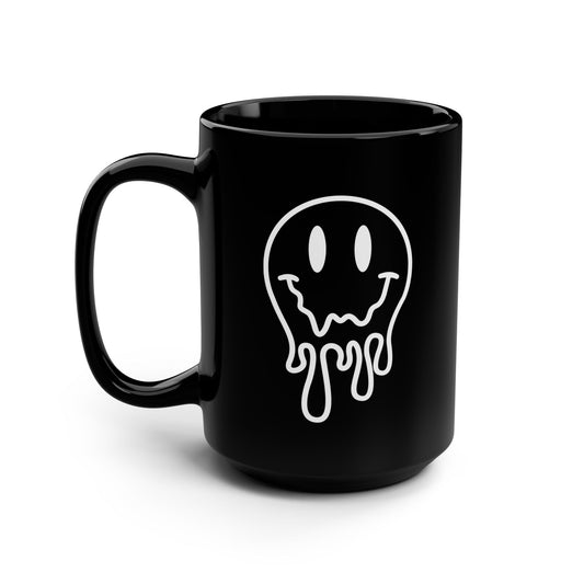 Drippy Smiley Black Coffee Mug right