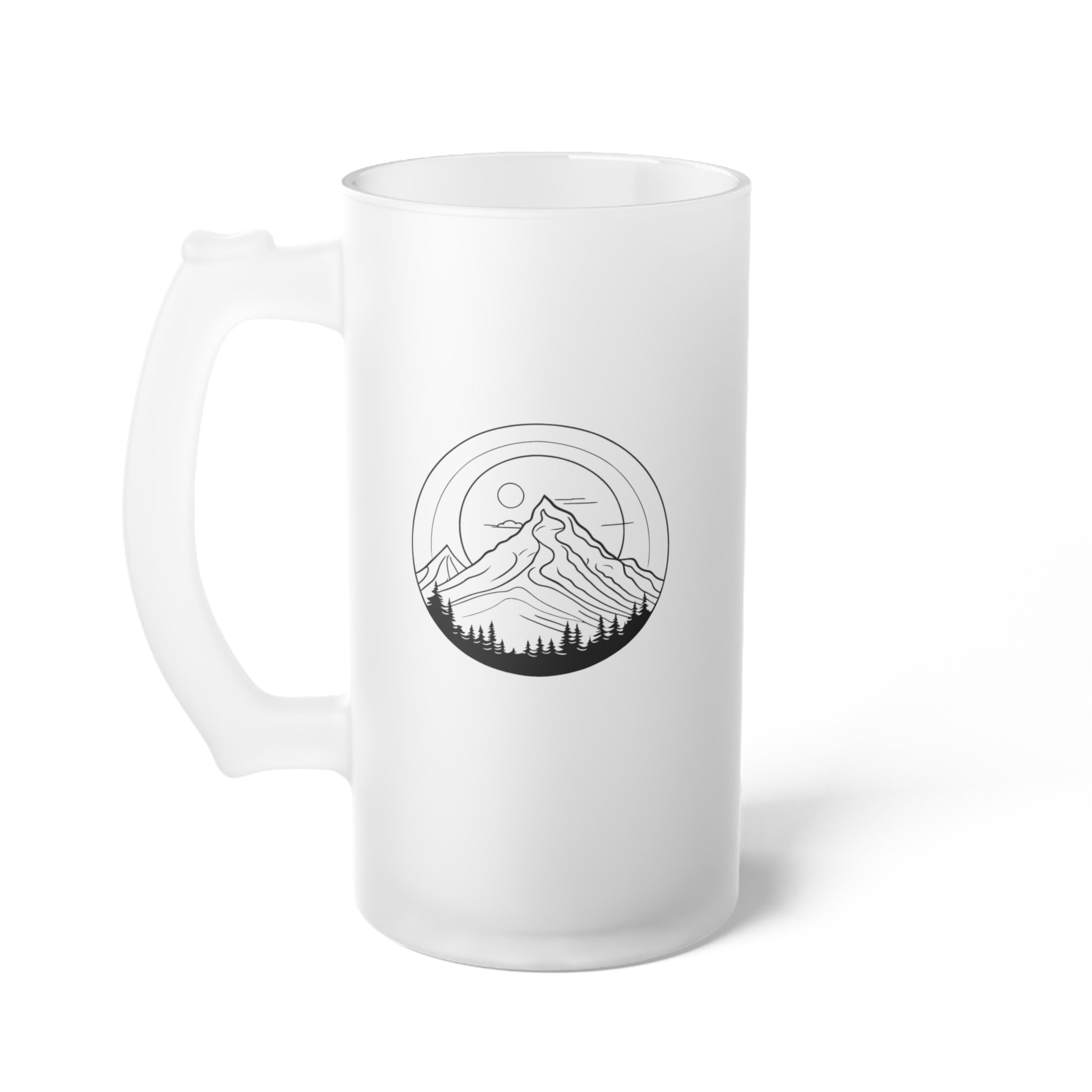 Line Art Mountain Glass Mug