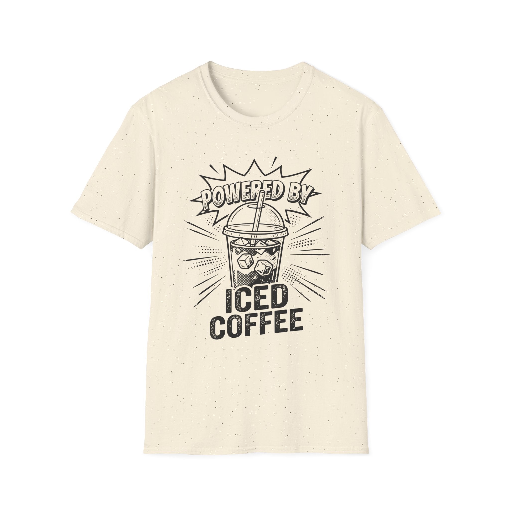 beige Powered By Iced Coffee T-Shirt