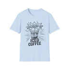 light blue Powered By Iced Coffee T-Shirt